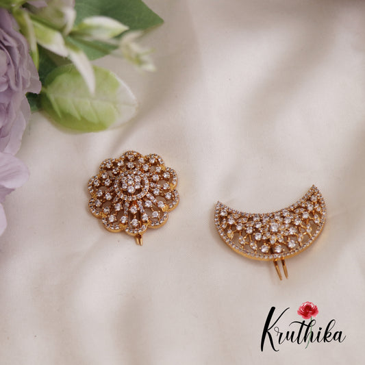 Elegant AD Floral Chandra Surya Hair Ornaments J301