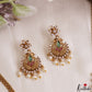 Elegant Gold-Tone Diamond-Finish CZ Necklace With Pearl Drops NC3207