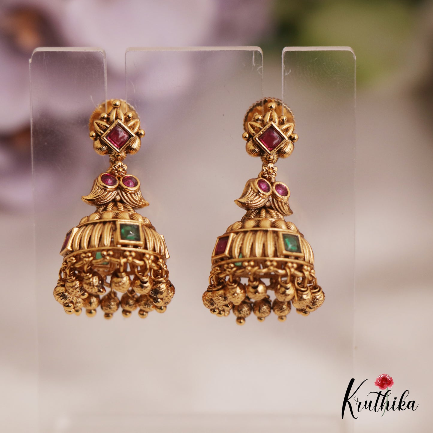 Beautiful Antique Mango Motifs Jadau Jhumka E997 (Available In 2 Colors)