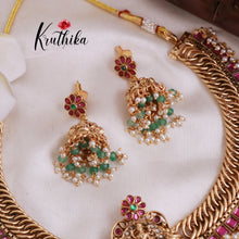 Pre order only-Royal Jadau Temple Jalebi style necklace with mint beads NC1887-Pre order Booking 25 days