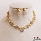 Pretty Floral Motifs Gold-Tone CZ Choker NC3225