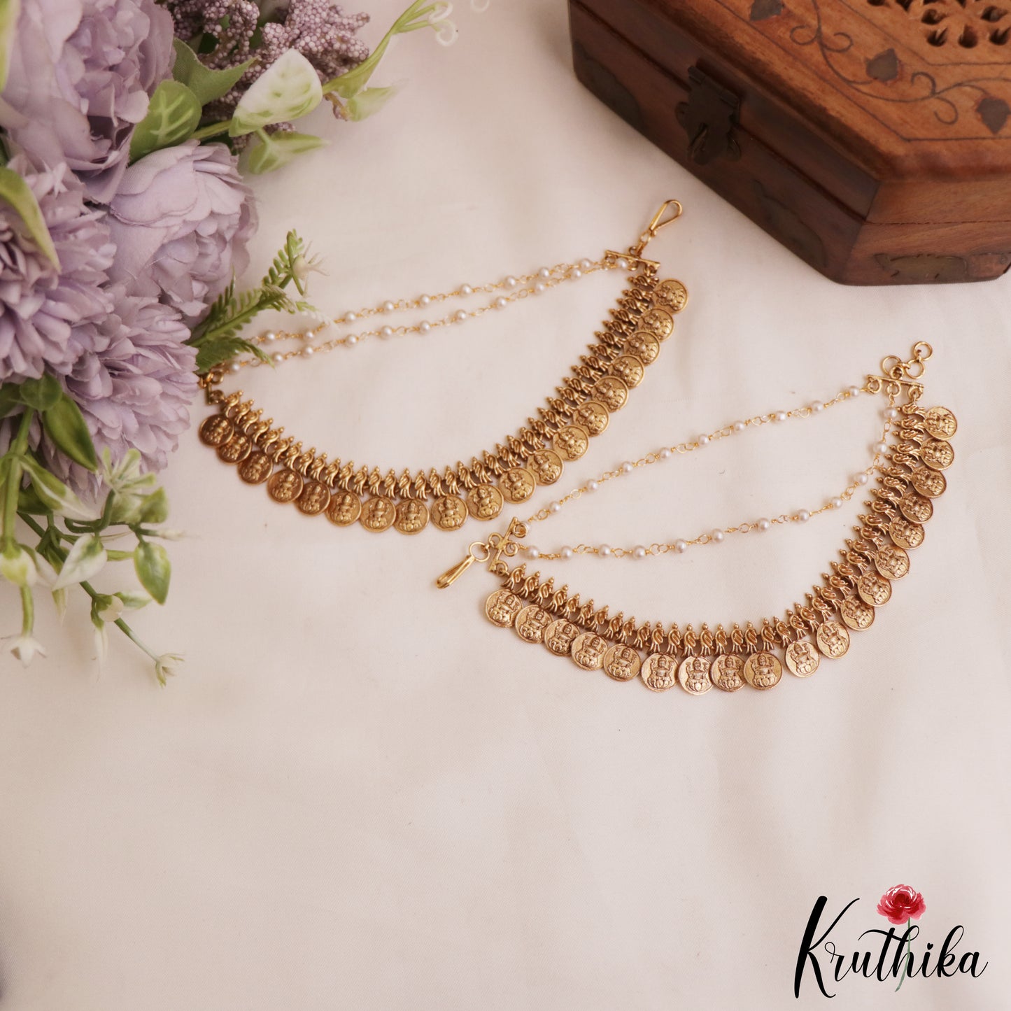 Gorgeous Antique Lakshmi Kasu Earchains EC203