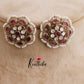 Trendy Pearl Border Floral Blossom Stud Earrings E683 (Available in 3 Colors)