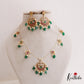 Elepant Kemp Invisible Chain Chandbali Pendant With Green Beads Drop NC2647