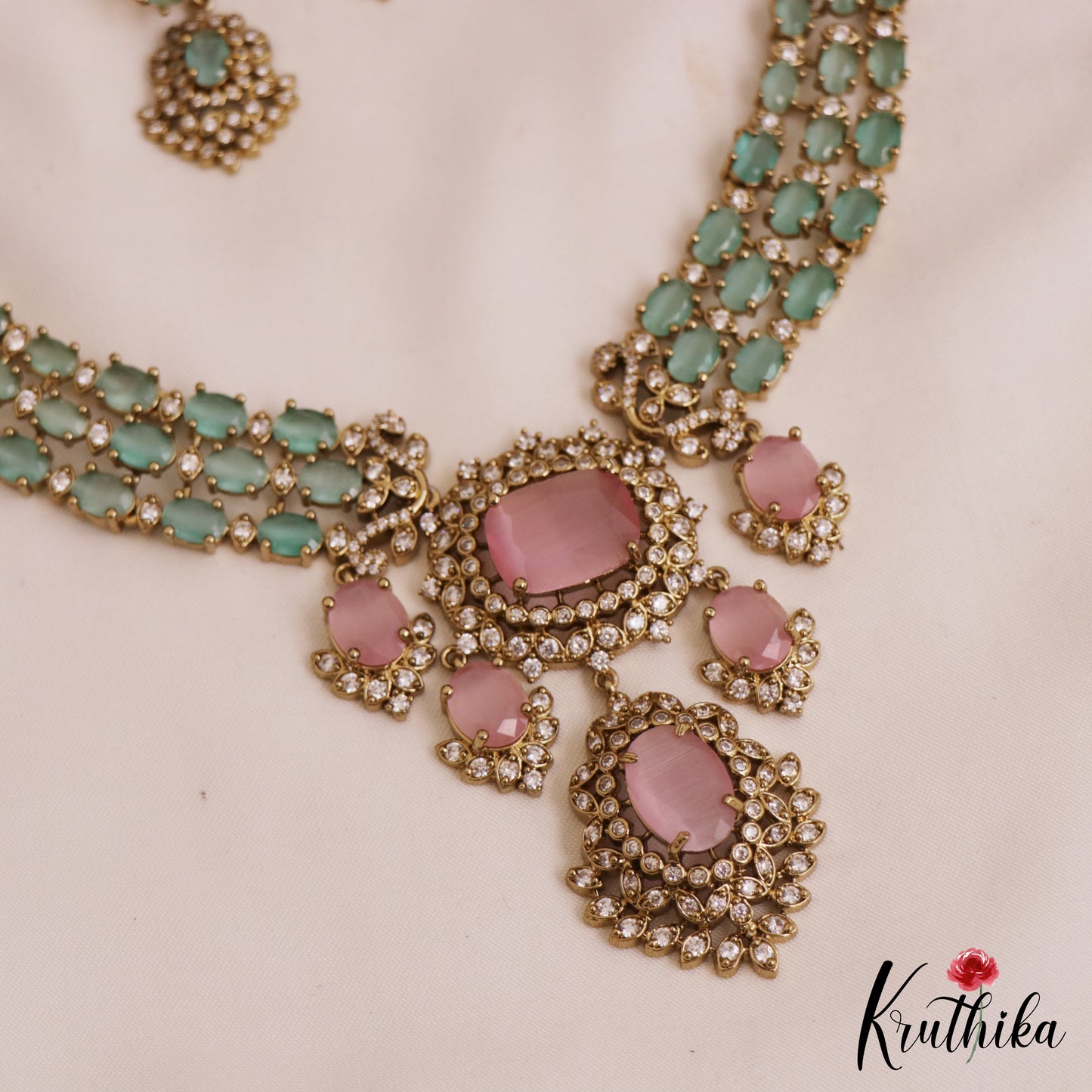 Sparkling AD Victorian Necklace NC2771 (Available In 5 Colors)