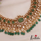 Premium Geometric Motifs Mossanaite Choker With Green Bead Drops NC2838 (Available In 2 colors)