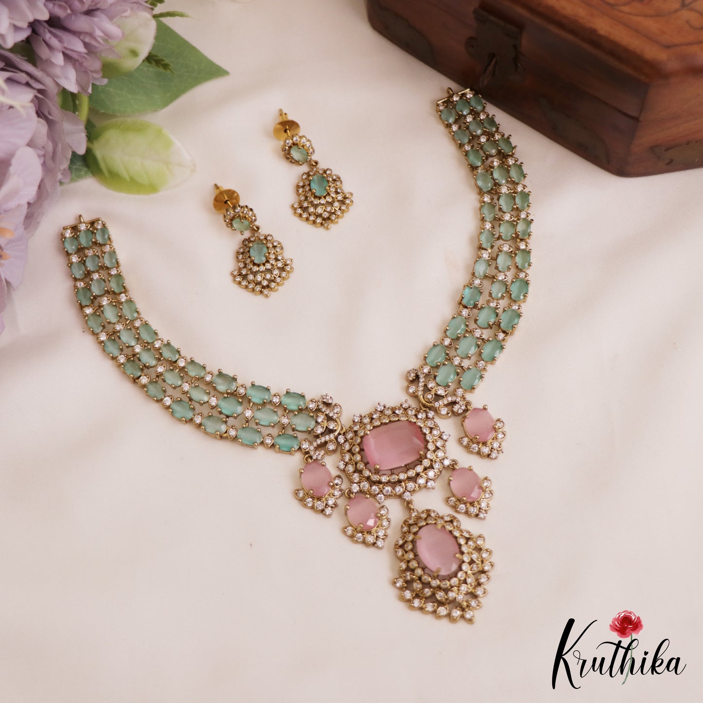 Sparkling AD Victorian Necklace NC2771 (Available In 5 Colors)