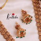 Premium peacock Kemp stones green bead drops haaram LH814