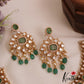 Premium Geometric Motifs Mossanaite Choker With Green Bead Drops NC2838 (Available In 2 colors)