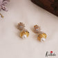 Trendy Floral Motifs CZ Jhumkas With Pearl Drop E1120
