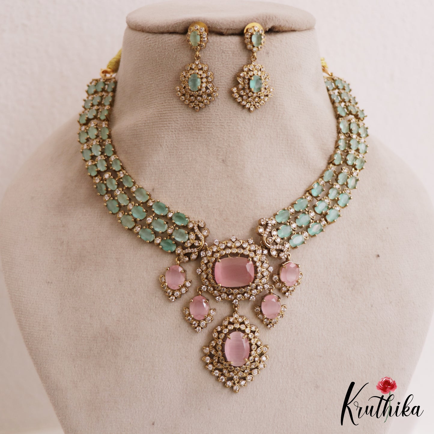 Sparkling AD Victorian Necklace NC2771 (Available In 5 Colors)