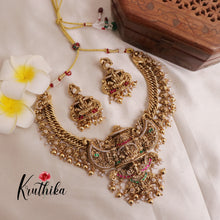 Royal Grand Nagas Jadau Temple necklace in Jalebi pattern with Green Beads NC1874 (Available  In 3 Colours)