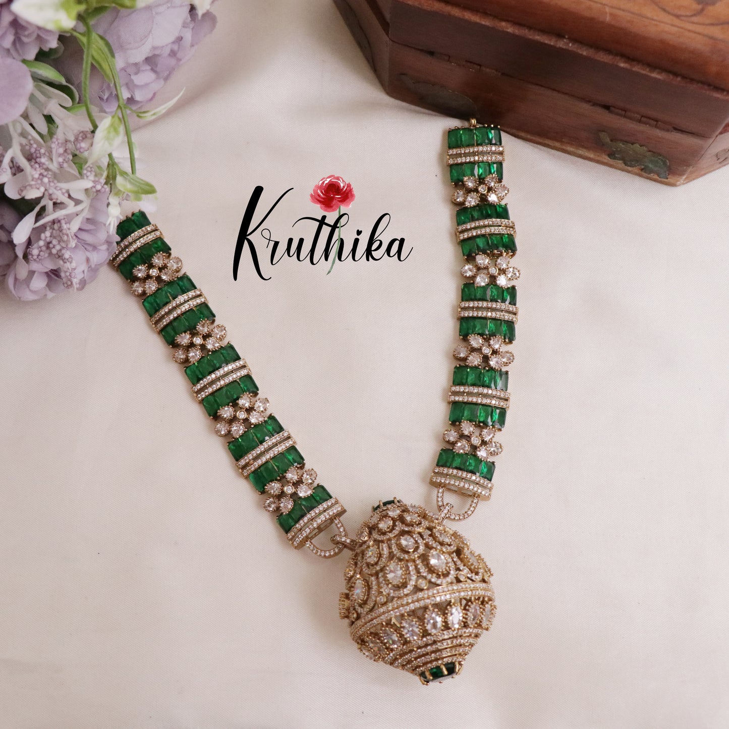 Premium Victorian moissanite Necklace set NC2018 (In 3 colors)
