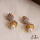 Trendy Floral Motifs CZ Jhumkas With Pearl Drop E1120