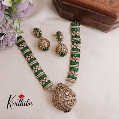 Premium Victorian Moissanite Necklace set NC2018 (Available in 3 colors)