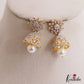 Trendy Floral Motifs CZ Jhumkas With Pearl Drop E1120