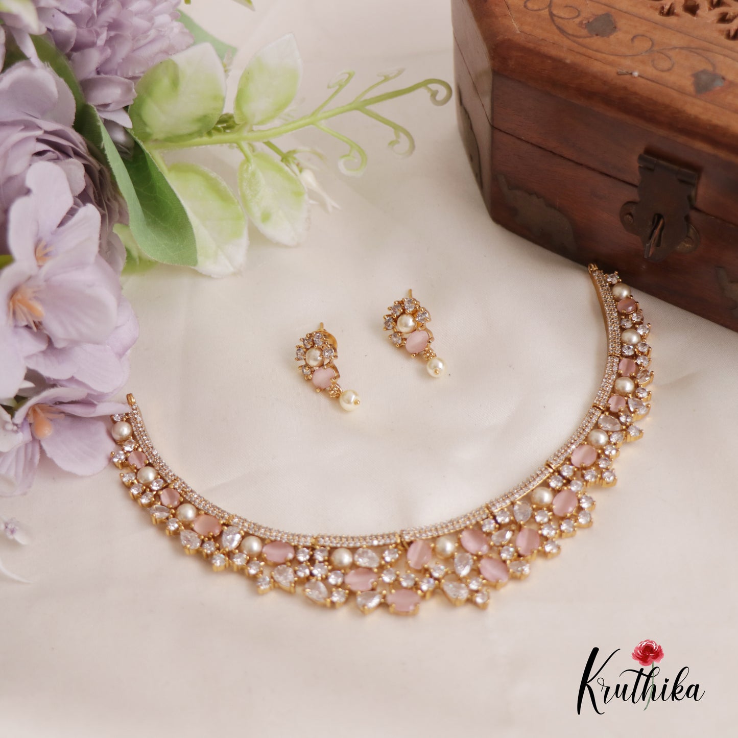 Elegant AD Victorian Moissanite Choker NC2662 (Available In 6 Colors)