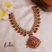 Premium AD Kemp stones Mango Mid length necklace NC1881