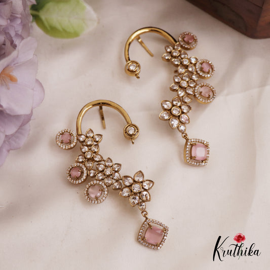 Sparkling Floral Motifs AD Victorian Ear Cuff E988 (Available In 5 Colors)