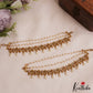 Classic Antique Leaf Floral Motifs Multi Strand Earchains With Pearl Drops EC206