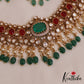 Premium Geometric Motifs Mossanaite Choker With Green Bead Drops NC2838 (Available In 2 colors)