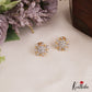 Simple Floral Motifs Gold-Tone CZ Stud Earrings E1121