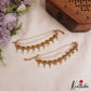 Beautiful Antique Floral Motifs Multi Strand Earchains With Pearl Drops EC211
