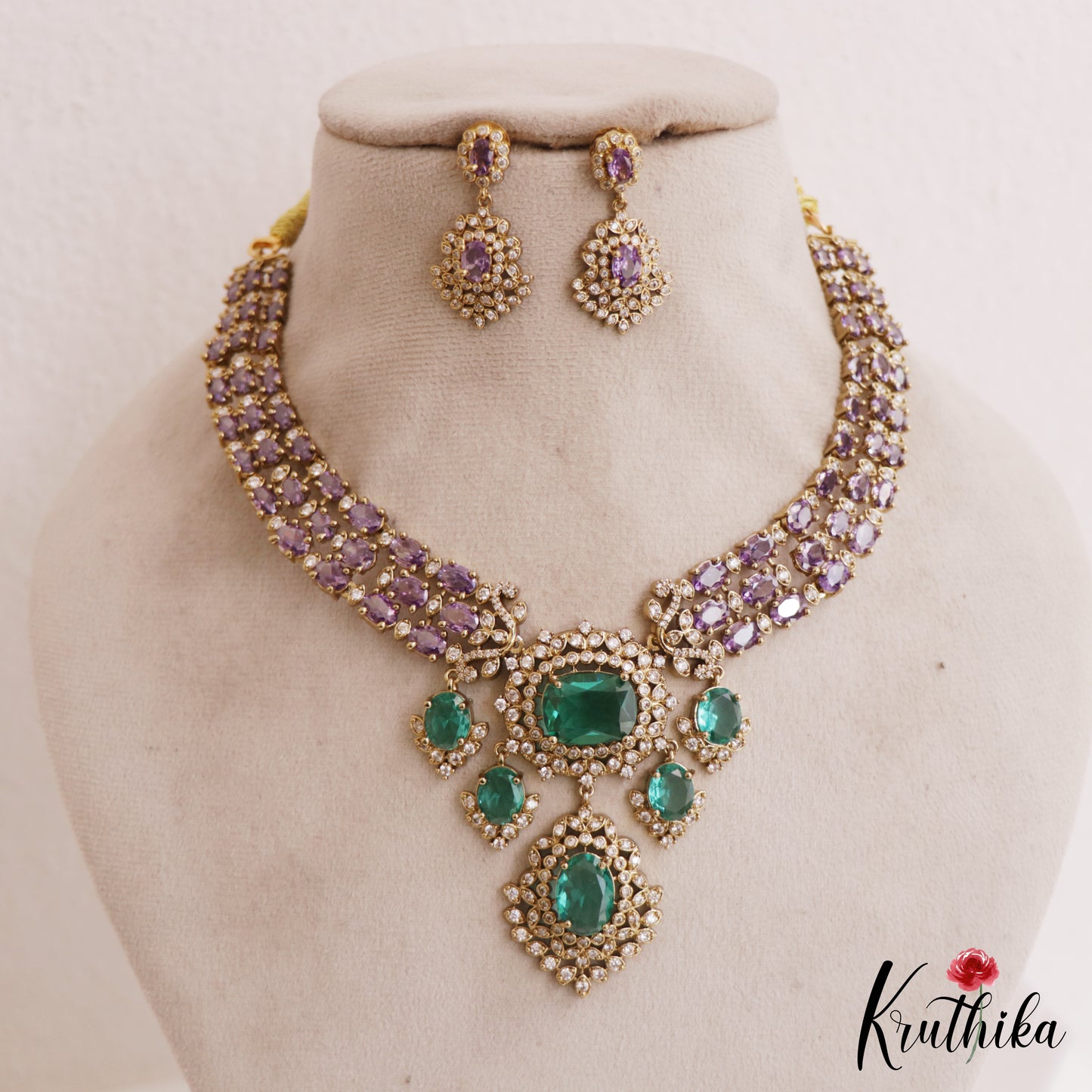 Sparkling AD Victorian Necklace NC2771 (Available In 5 Colors)
