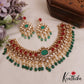 Premium Geometric Motifs Mossanaite Choker With Green Bead Drops NC2838 (Available In 2 colors)