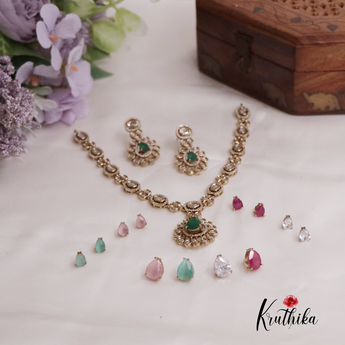 Trendy CZ Changeable Stones Necklace NC2249