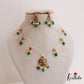 Trendy Kemp Floral Motifs Invisible Chain with Green Beads Drops NC2648