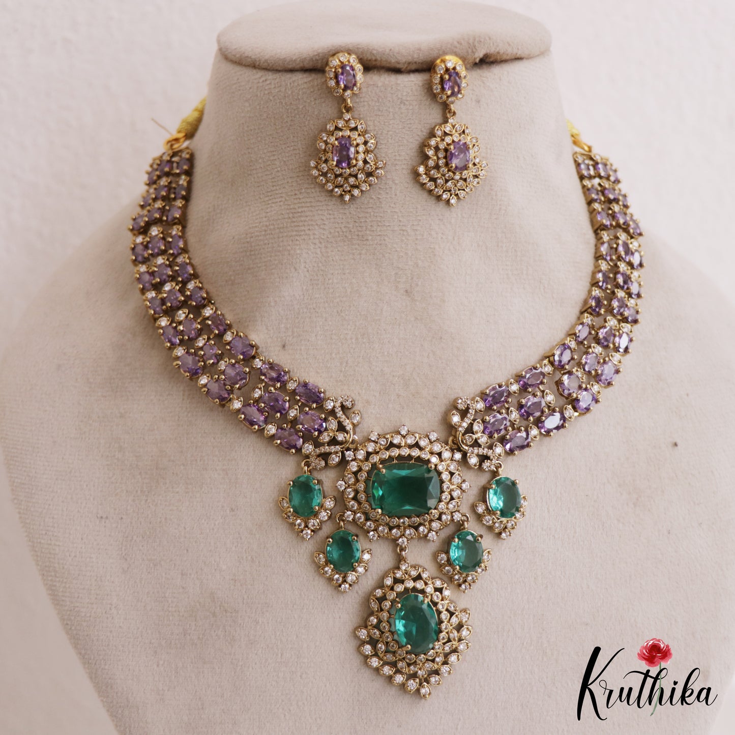 Sparkling AD Victorian Necklace NC2771 (Available In 5 Colors)