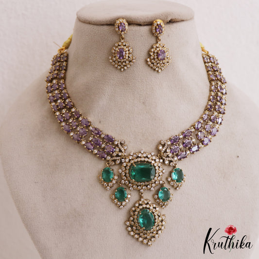 Sparkling AD Victorian Necklace NC2771 (Available In 5 Colors)