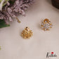 Simple Floral Motifs Gold-Tone CZ Stud Earrings E1121