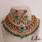 Premium Geometric Motifs Mossanaite Choker With Green Bead Drops NC2838 (Available In 2 colors)