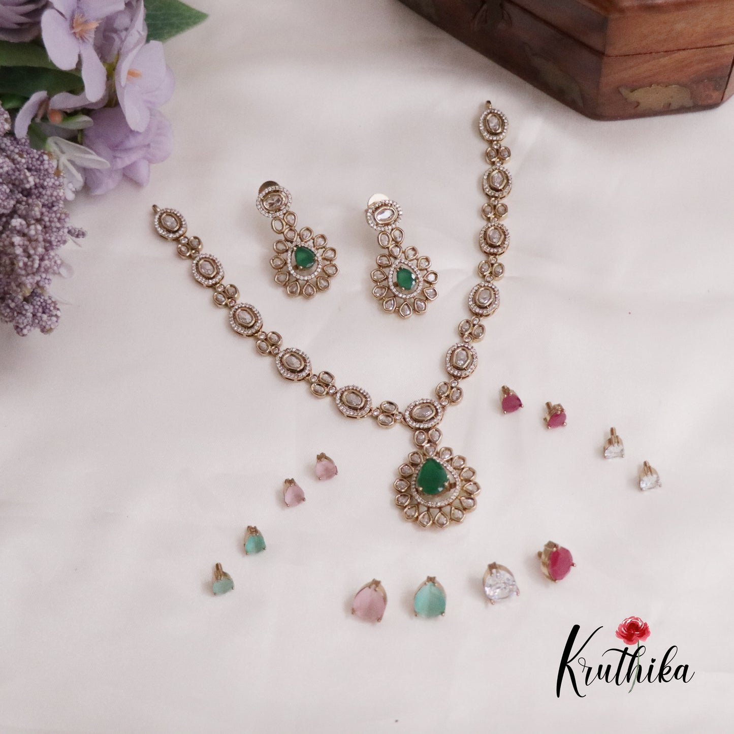 Trendy CZ Changeable Stones Necklace NC2249