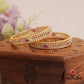 Beautiful Diamond-Finish Gold-Tone AD Bangles B521 (Set of 2)|(Available In 2 Colors)