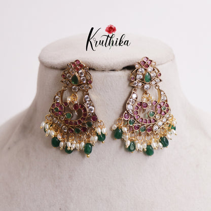 Gorgeous Kemp Peacock With Bead And Pearl Drops Earrings E802