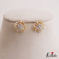 Simple Floral Motifs Gold-Tone CZ Stud Earrings E1121