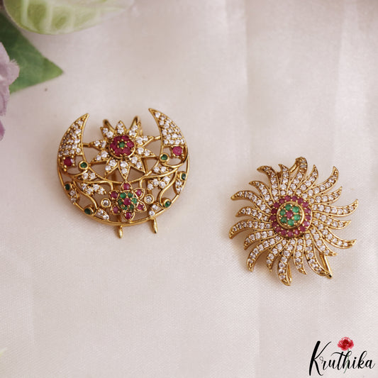 Pretty Floral Motifs Chandra Surya CZ Hair Ornaments J438