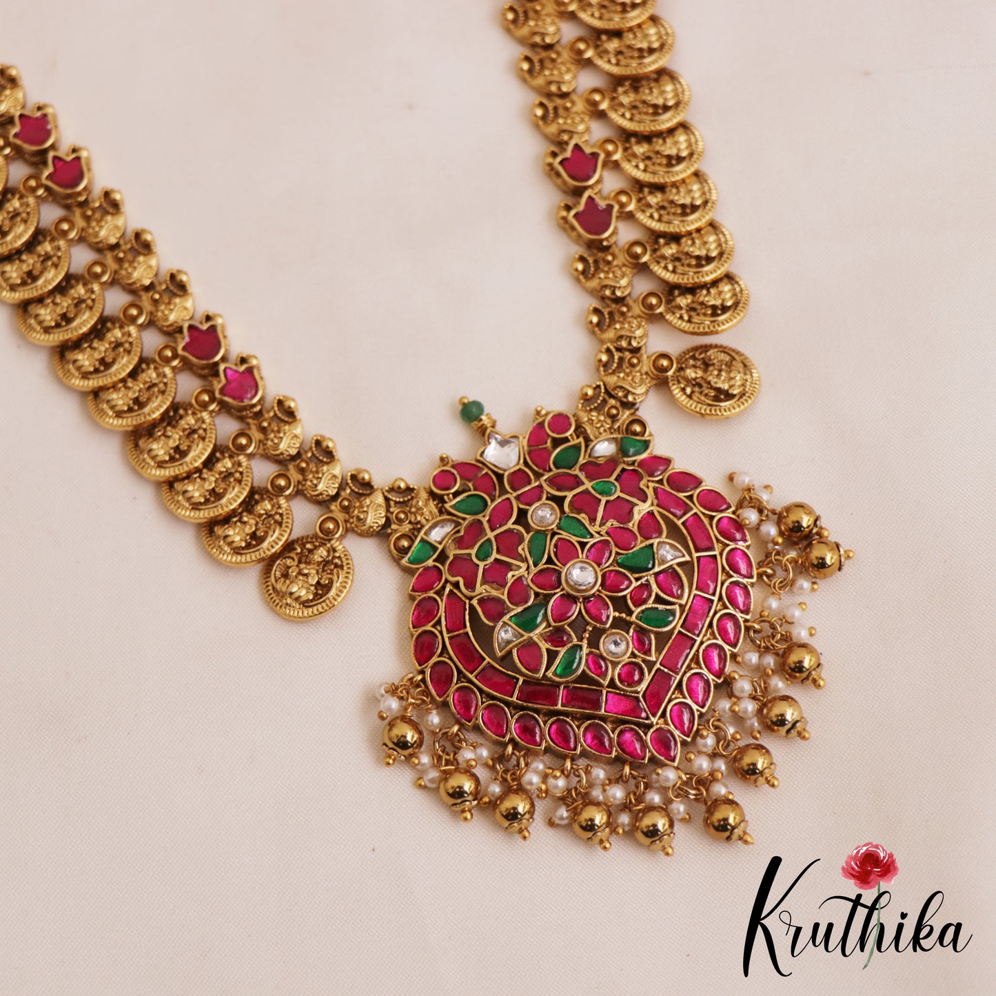 Stunning Antique Lakshmi Peacock Motifs Jadau Haaram LH2077