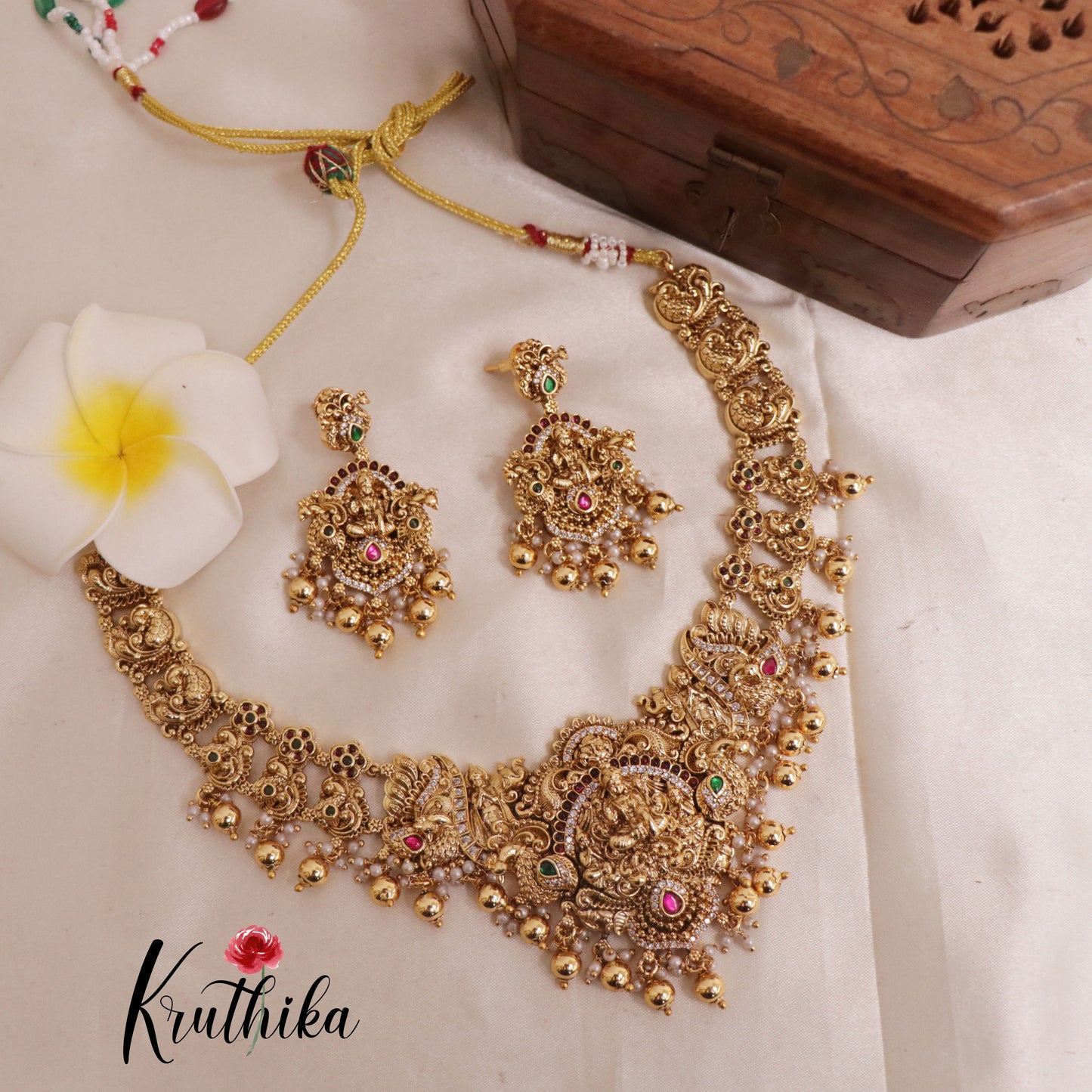 Premium Lakshmi Jadau Necklace NC1945  (Available in 2 Colours)