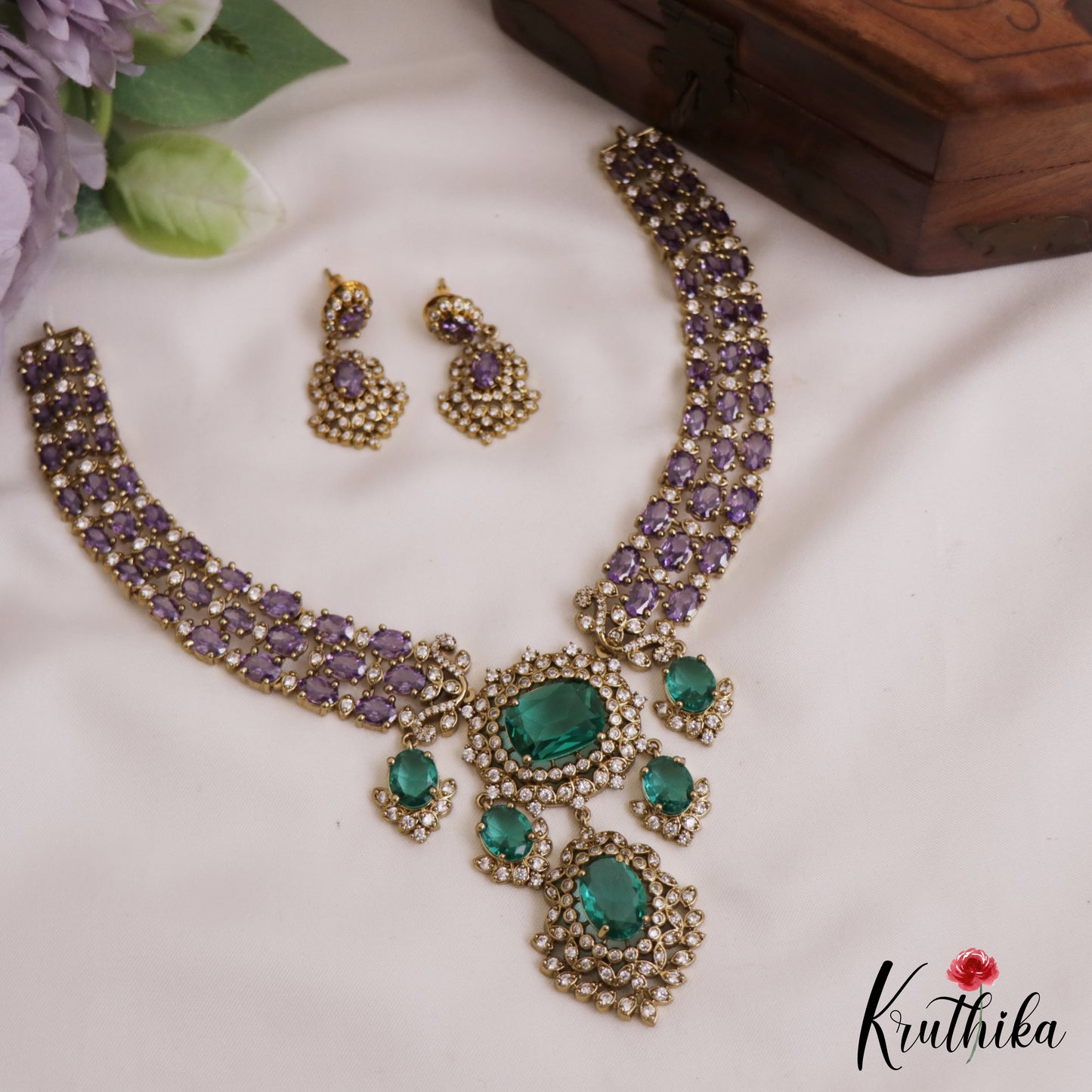 Sparkling AD Victorian Necklace NC2771 (Available In 5 Colors)