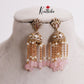 Beautiful AD Stone Floral With Chain Bead Drops Jhumka Earrings E800