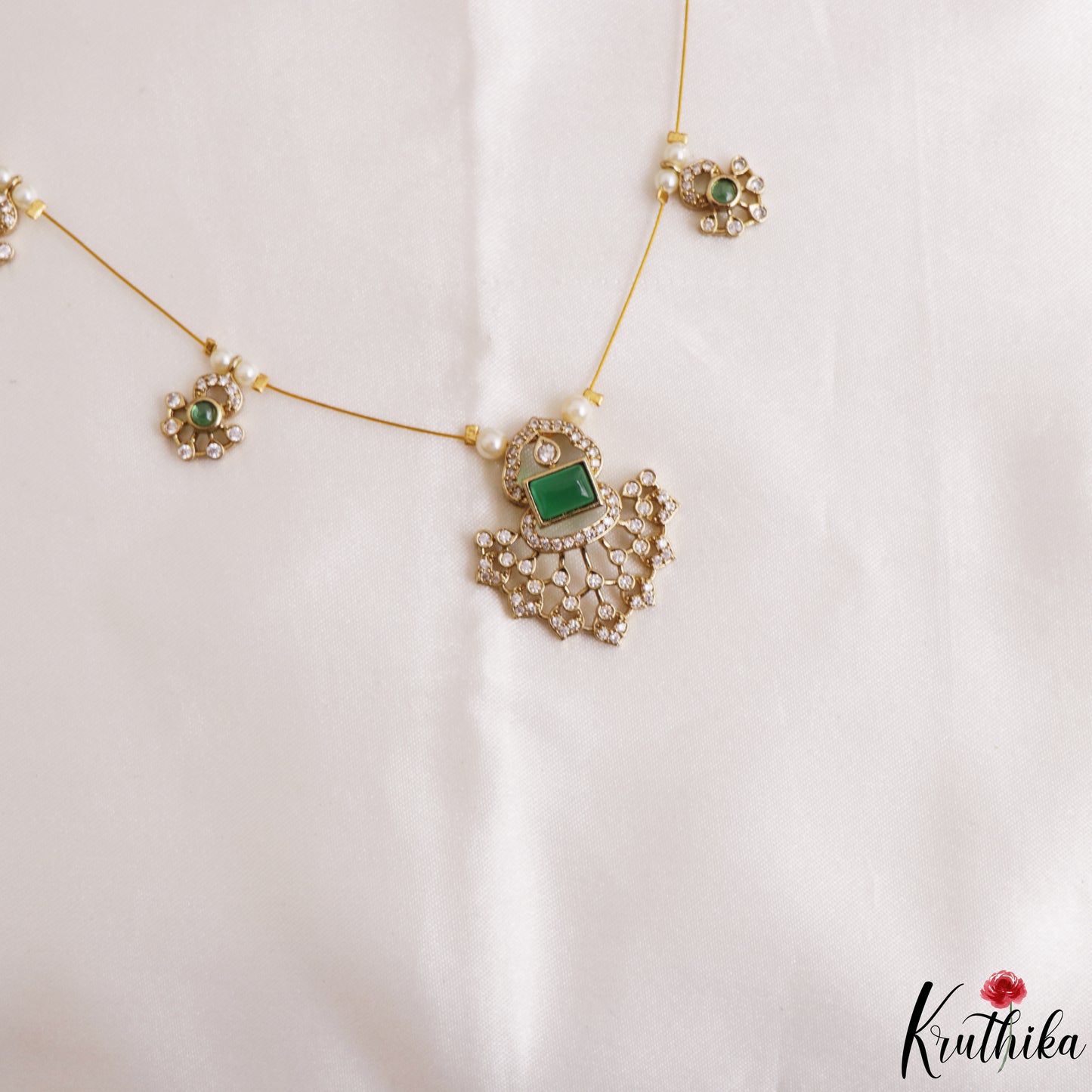 Pretty Floral Motifs CZ Invisible Chain NC3250 (Available In 6 Colors)