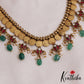 Classic Antique Lakshmi Kasu Jadau Necklace With Green Bead Drops NC2880