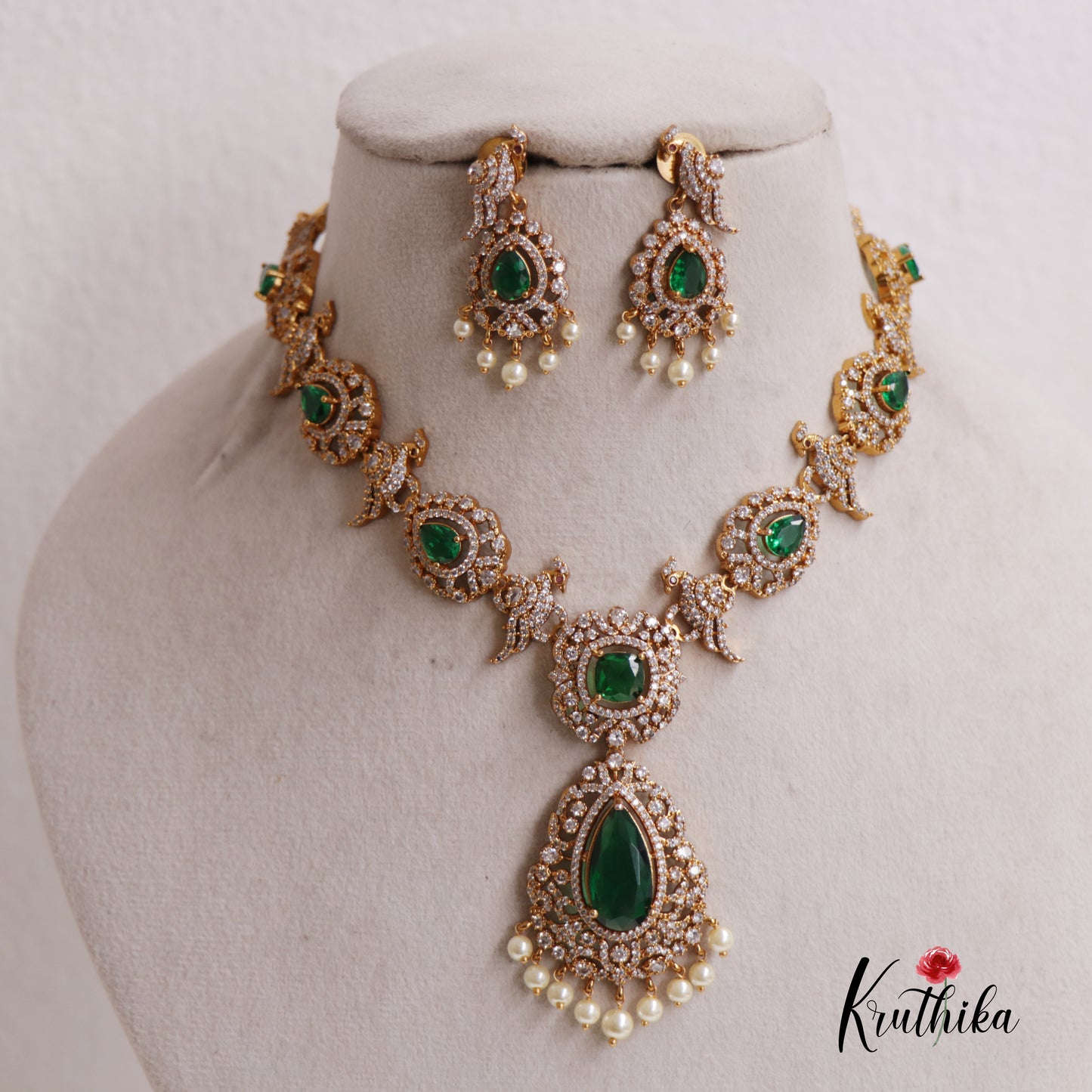 Premium AD Victorian Peacock Necklace NC2526