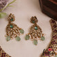 Stunning Peacock Teardrop Motifs AD Victorian Choker With Green Bead Drops NC2822