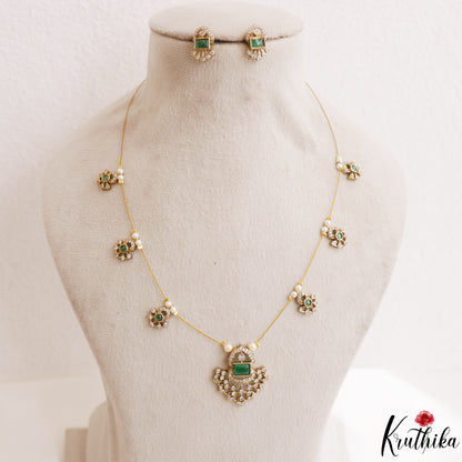Pretty Floral Motifs CZ Invisible Chain NC3250 (Available In 6 Colors)