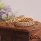 Pretty Floral Motifs Diamond-Finish Gold-Tone AD Bangles B518 (Set Of 4)